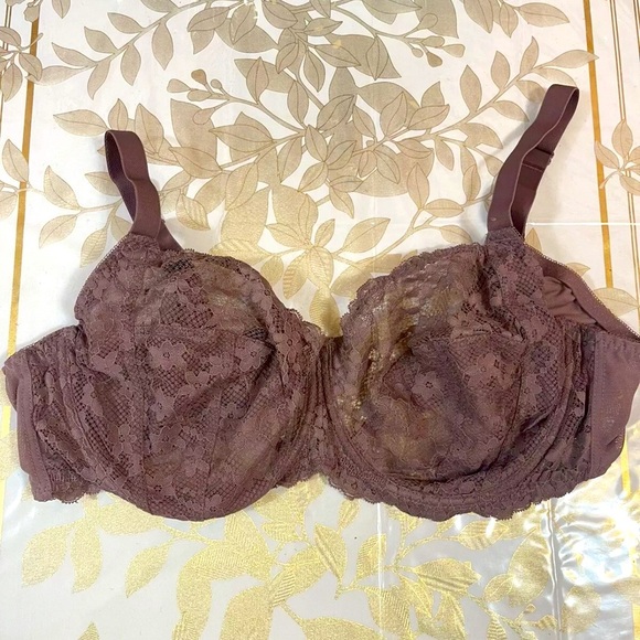 SECRET POSSESSIONS Underwire unpadded Stretch  lace cups 42E Brown Bra - Picture 1 of 5